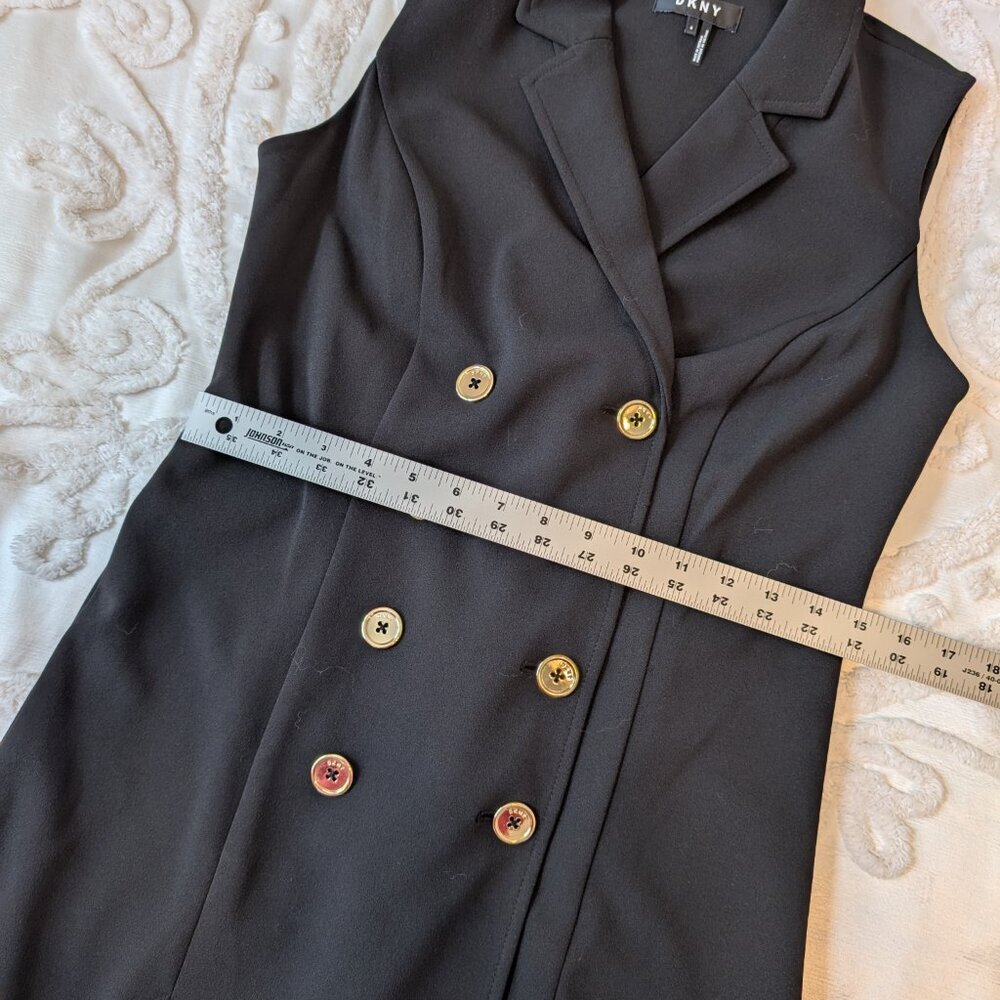 DKNY double-breasted mini dress 4 sleeveless blazer gold buttons EUC Y2K - Picture 5 of 10